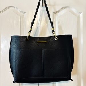 Steve Madden Black Tote with Matching Floral Pouch